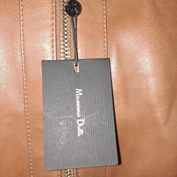 NWT Massimo Dutti Tan‎ Leather Motorcycle Jacket 4702 Small - Picture 3 of 12